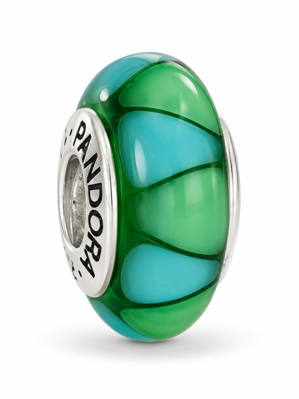 Pandora Retired Captivating Green Murano Glass Sterling Silver Charm
